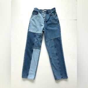 PacSun High Rise Straight Color block Patchwork Jeans Button Fly Women’s Size 23